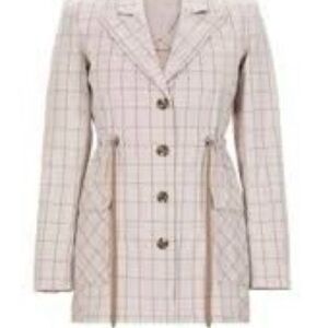 CAbi window pane tan and brown Button‑Front jacket, size Large